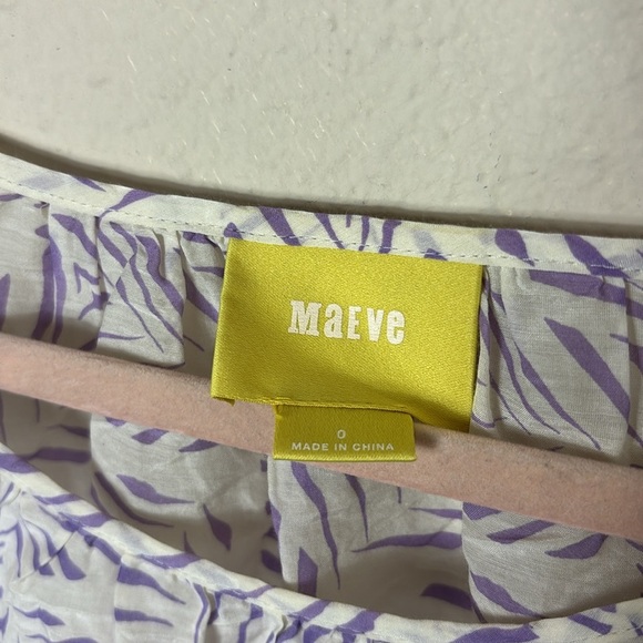 Maeve Silk Blend Short Sleeve Top Blouse lilac white size 0 - Picture 3 of 7